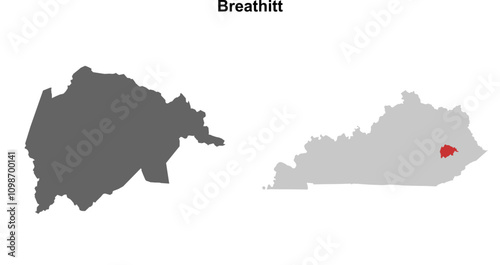 Breathitt County (Kentucky) blank outline map set