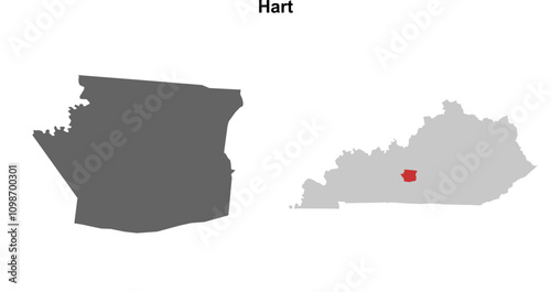 Hart County (Kentucky) blank outline map set