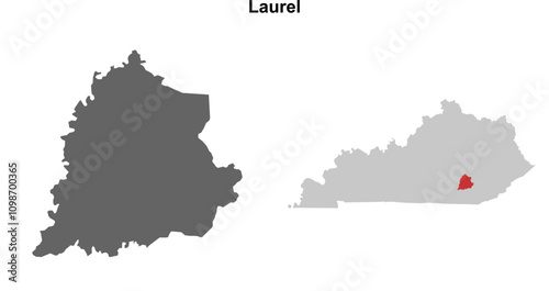 Laurel County (Kentucky) blank outline map set