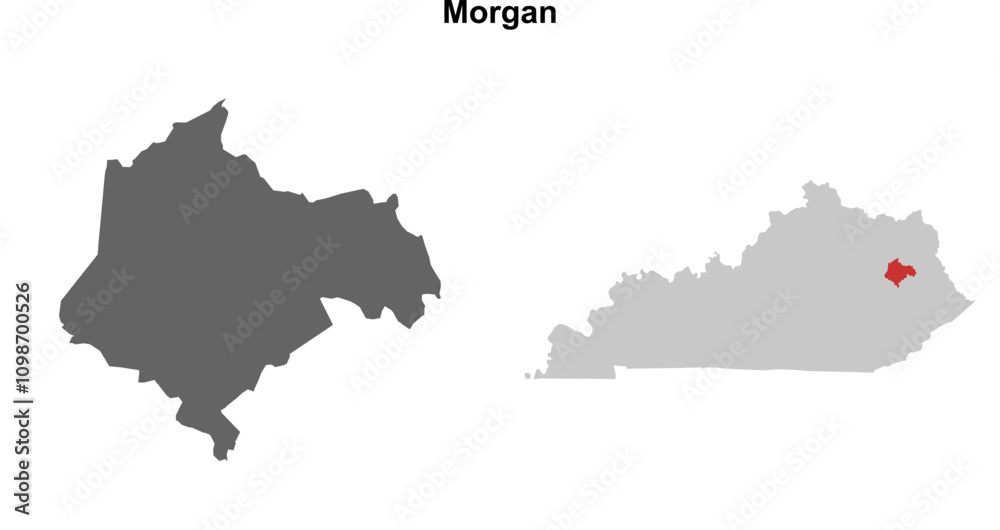 Fototapeta premium Morgan County (Kentucky) blank outline map set