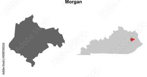 Morgan County (Kentucky) blank outline map set photo