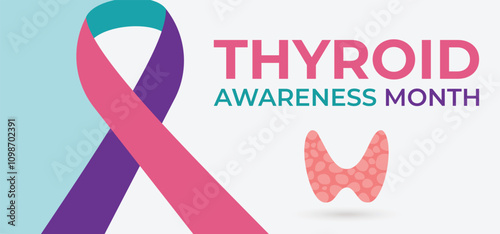 Thyroid awareness month is every year in January. Banner, Holiday, poster, card and background design Template.
