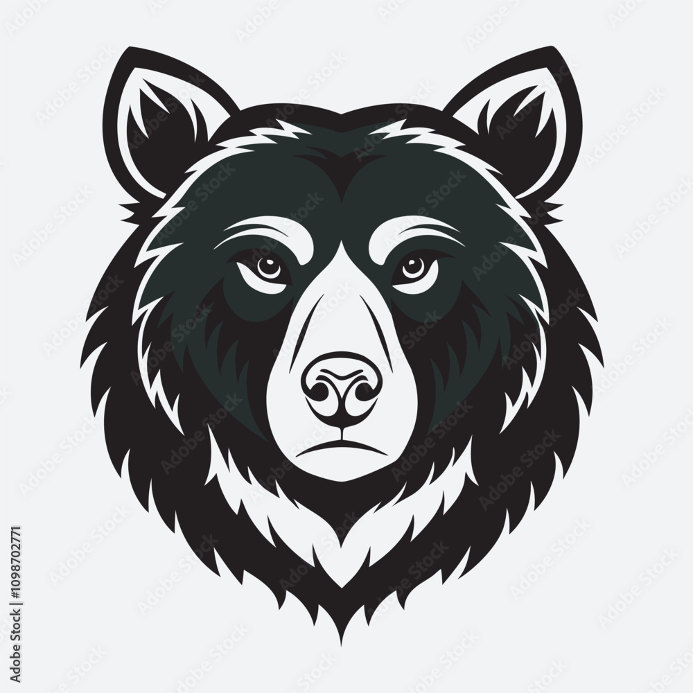 Fototapeta premium Bear head silhouette vector art illustration file.