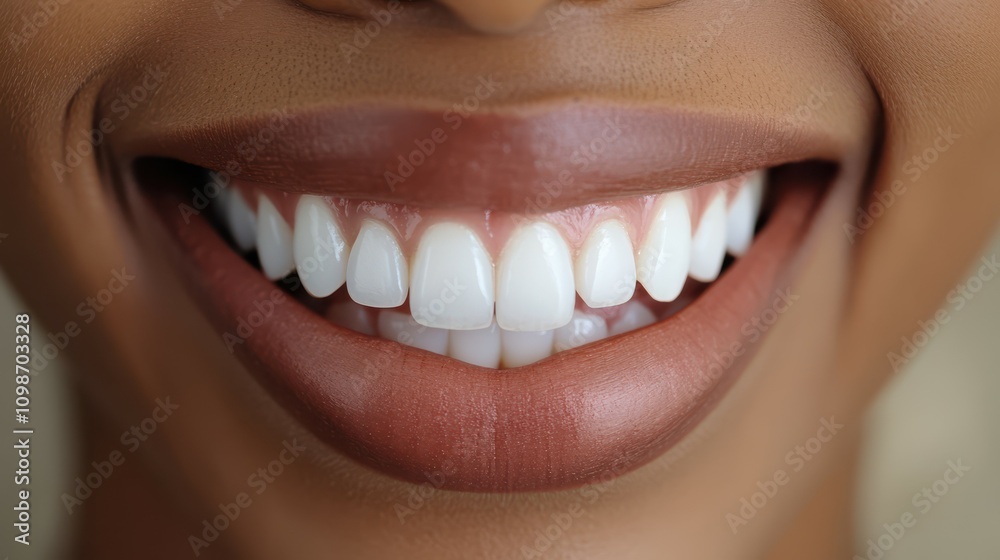 Fototapeta premium A radiant smile, whitening of teeth, and oral hygiene for an African American woman