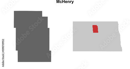 McHenry County (North Dakota) blank outline map set