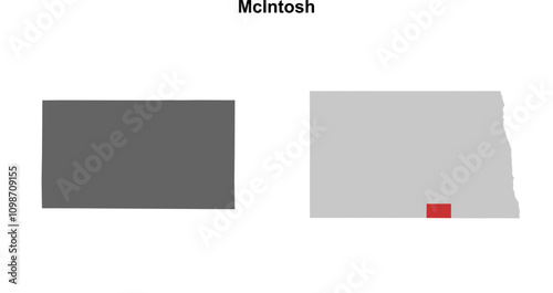 McIntosh County (North Dakota) blank outline map set