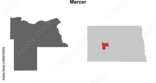 Mercer County (North Dakota) blank outline map set
