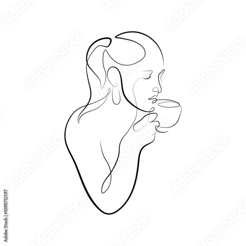 girl with a cup coffee or tea
