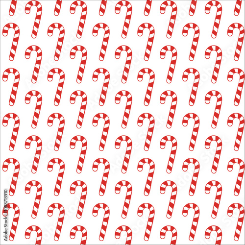 Festive seamless vector pattern featuring classic red and white candy canes