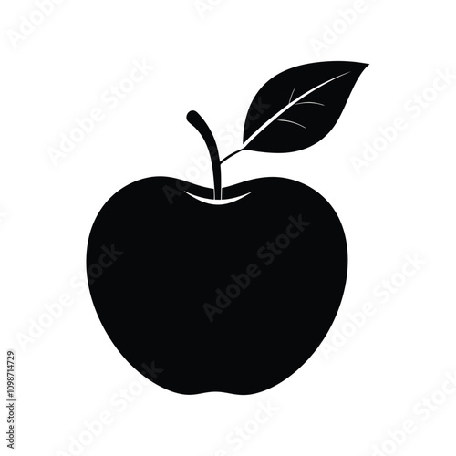 Adobe Illustrator ArtwApple Fruit Logo Vector - Minimalist Black and White Silhouette Design for Modern Organic Branding and Nature Artork photo