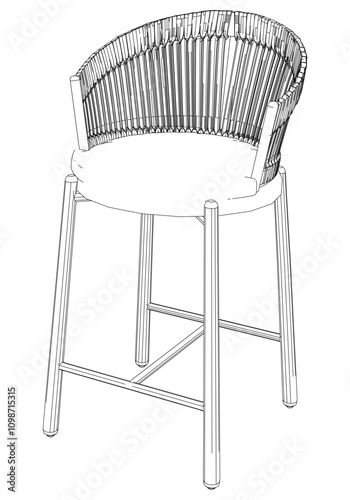 Hand-drawn bar chair and stool vector illustration. Editable line art design ideal for bar furniture, kitchen counters, and trendy seating options in modern interiors