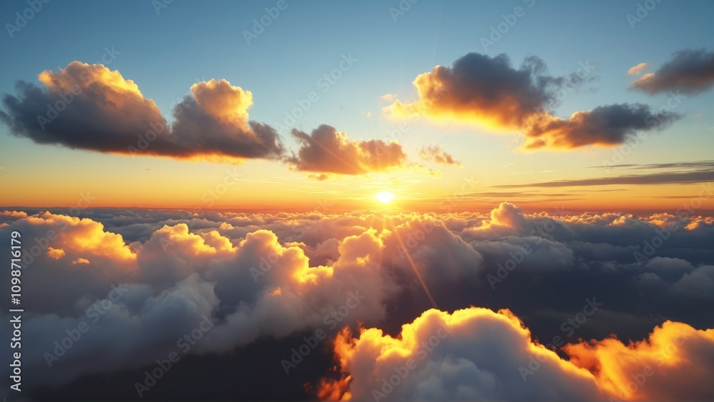 Fototapeta premium Stunning sunrise above clouds with vibrant colors