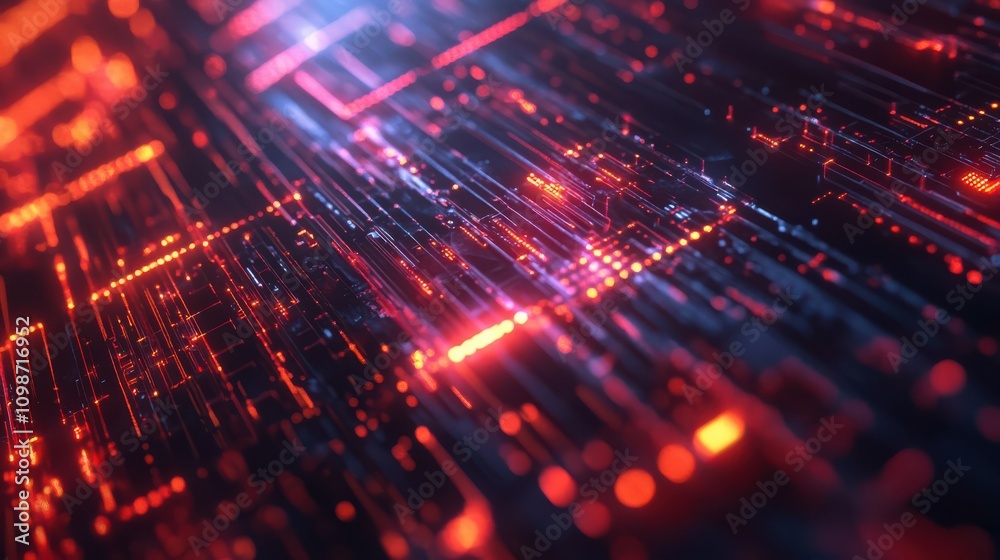 Obraz premium Background with futuristic technology line and light effect, cyberpunk style background material