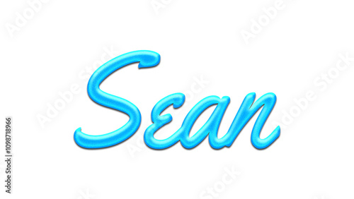 Glowing blue effect of name Sean on white background.