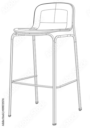 Hand-drawn bar chair and stool vector illustration. Editable line art design ideal for bar furniture, kitchen counters, and trendy seating options in modern interiors