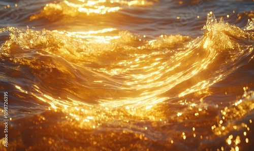 Glimmering Golden Waves, Dynamic water surface with rippling golden reflections