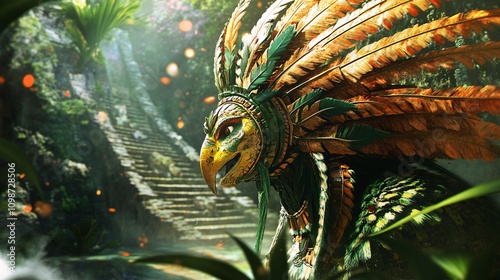 image of mystical Quetzalcoatl in the background, mystical Quetzalcoatl wallpaper. photo