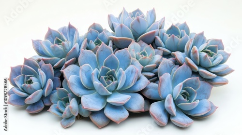 Wallpaper Mural Close up of a cluster of blue Echeveria succulents with flower buds arranged in a crown formation Torontodigital.ca