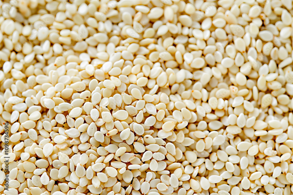 Fototapeta premium Sesame seeds background on top.