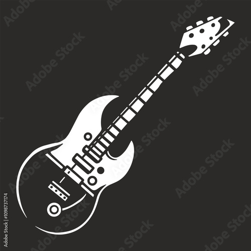 Electric guitar design on a dark background