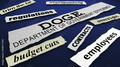 DOGE News Headlines Department of Government Efficiency Cut Spending 3d Animation