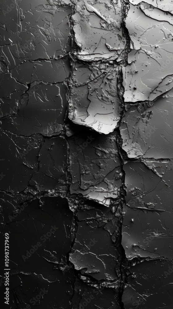 Fototapeta premium A monochromatic abstract work with a focus on texture and materiality.