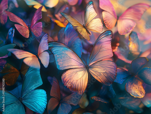 Iridescent Butterflies Cluster Ideal for Magical Children's Book Cover photo