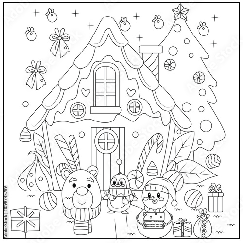 Christmas Hygge cute and cozy coloring book Cozy Christmas Cats Holiday Coloring Book page for kids and adults 