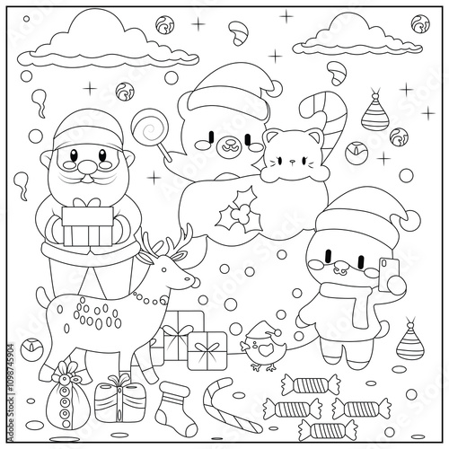 Christmas Hygge cute and cozy coloring book Cozy Christmas Cats Holiday Coloring Book page for kids and adults 