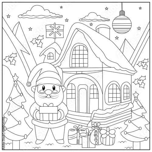 Christmas Hygge cute and cozy coloring book Cozy Christmas Cats Holiday Coloring Book page for kids and adults 