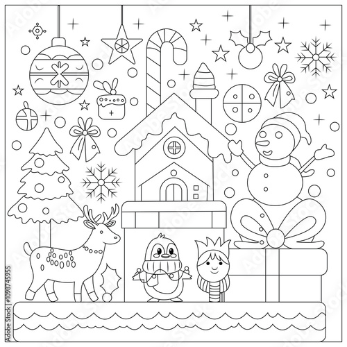 Christmas Hygge cute and cozy coloring book Cozy Christmas Cats Holiday Coloring Book page for kids and adults 