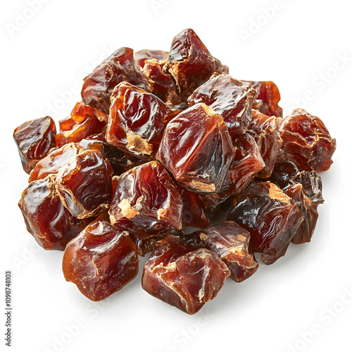 Chopped Date fruit on a white background
