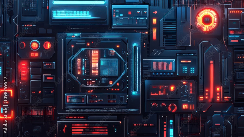 Obraz premium IT concept. Illustration of technical icons. Futuristic background.