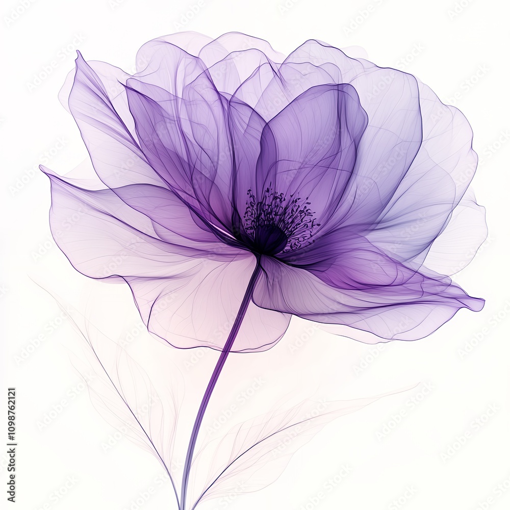 Obraz premium Beautiful Purple Flower With Delicate Translucent Petals Against a Soft Background Capturing the Essence of Nature's Elegance