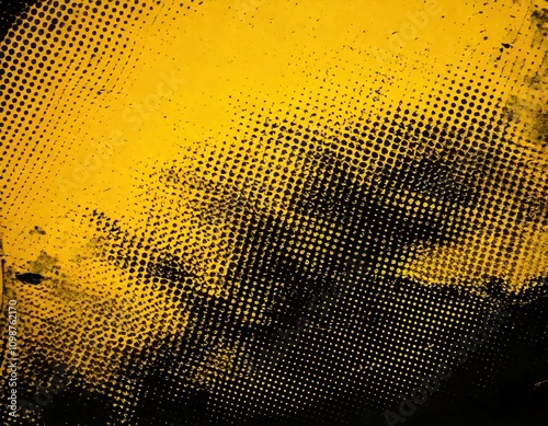 faded black halftone overlay gritty sand texture over yellow background