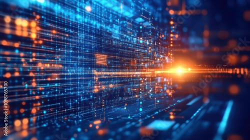 Wallpaper Mural Digital background perfect for tech processes, neural networks, artificial intelligence, data transfer and encryption, digital archives, sound and graphic presentations, science, education, etc Torontodigital.ca