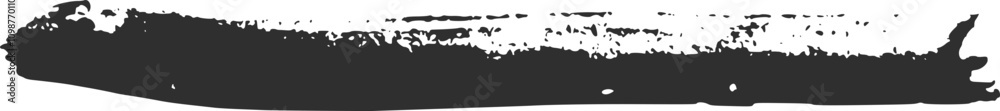 Obraz premium Black grunge brush stroke, splatter, spray paint on white background, design element, textured effect, vector illustration