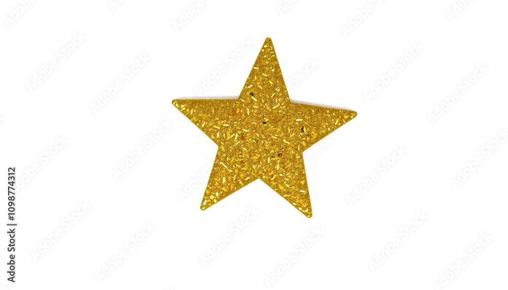 Obraz premium Golden star, shiny holiday decoration, isolated on white background