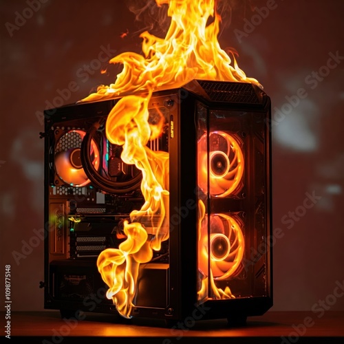 PC on fire photo