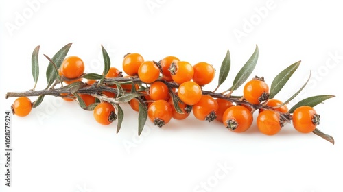 Sea buckthorn isolated on white background, full depth of field photo