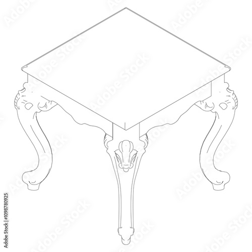 Vintage coffee table vector set. Baroque and classic style sketches for luxurious home interiors. Ideal for traditional furniture enthusiasts.