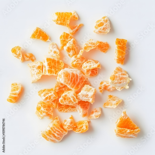 Close up shot of a chopped Satsuma fruit on a white background photo