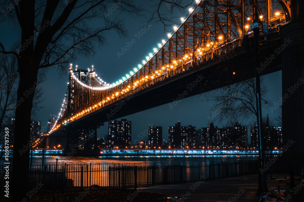 Obraz premium Illuminated Bridge at Night