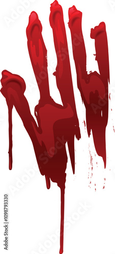 Dripping blood from a bloody hand print creates a disturbing scene, perfect for halloween or any project needing a touch of horror