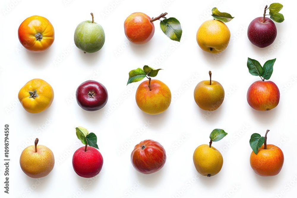 Obraz premium isolation of quince apple assortment on white background