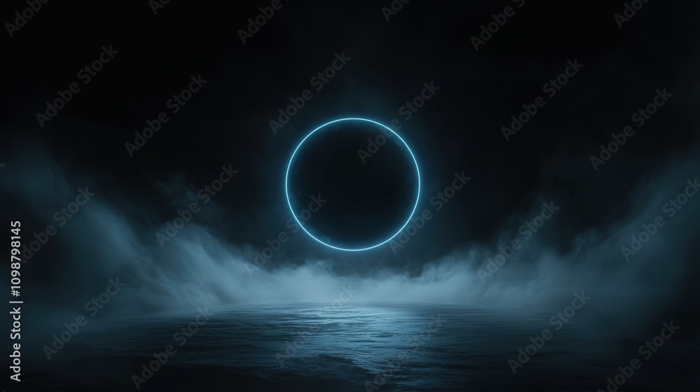 Obraz premium A dark sky with a glowing circle in the middle