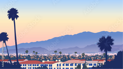 Palm Trees and Mountain Views of Santa Barbara