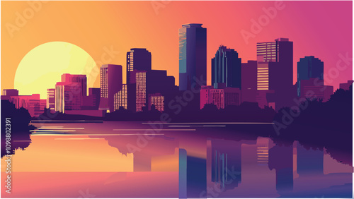 Minneapolis Skyline at Sunset.eps