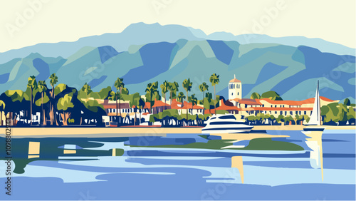 Santa Barbara Skyline with Mountain Backdrop