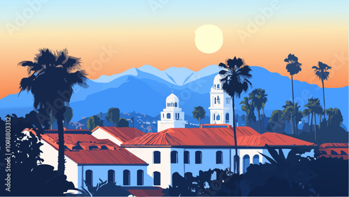 Sunset Over Santa Barbara- A Scenic View